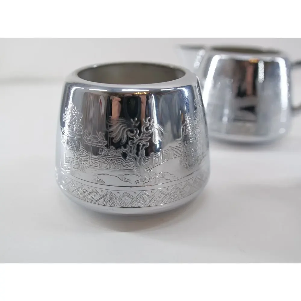 Chrome Tea Set Vintage, Rare, England, Willoware, Swan Chromalin Brand, 3-pc